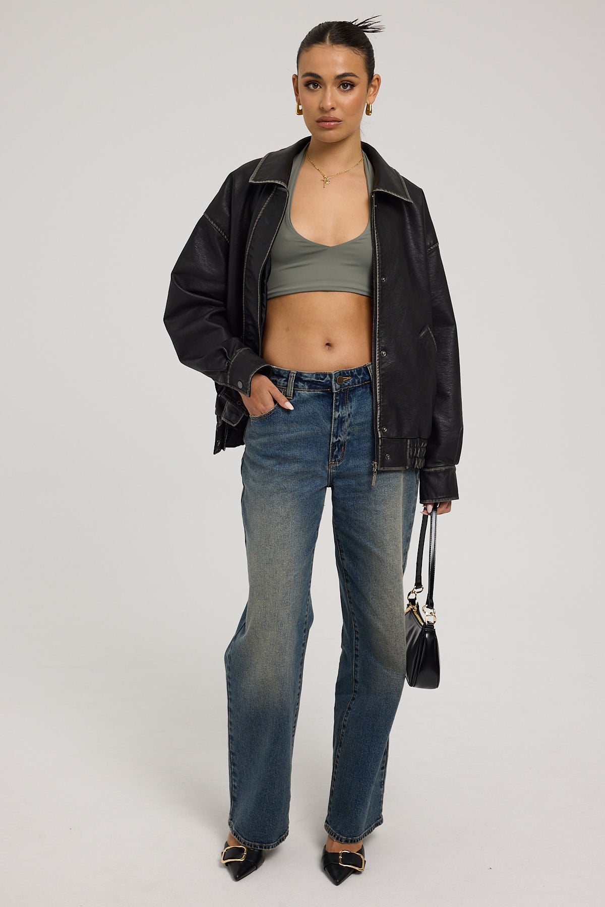 L&t Tie Halter Bralette Khaki Green