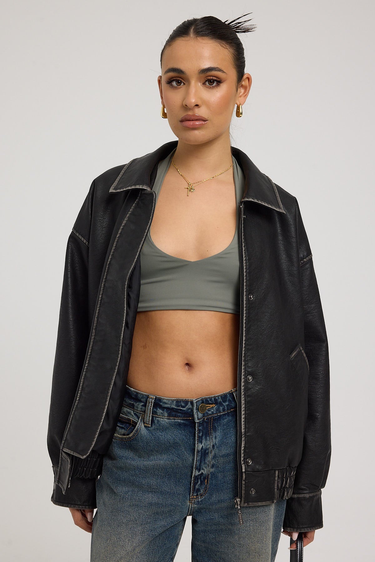 L&t Tie Halter Bralette Khaki Green