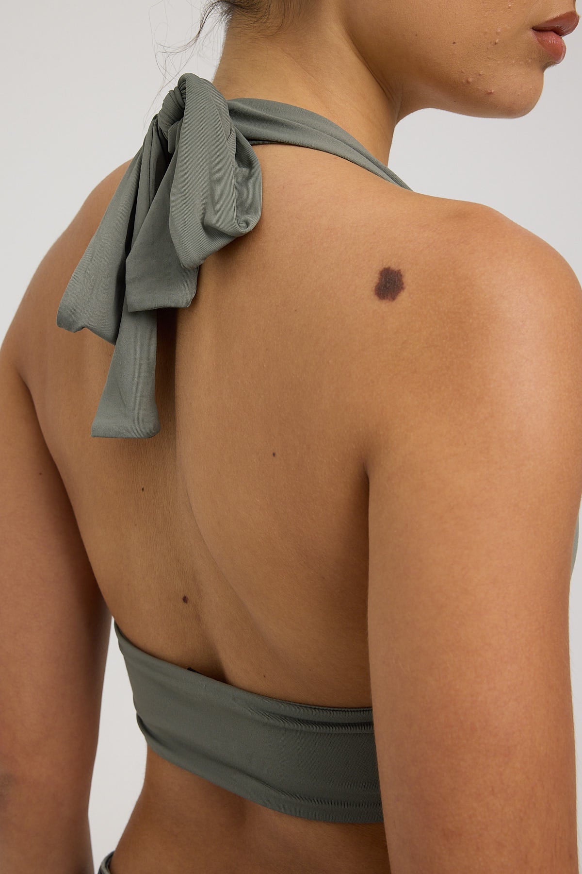 L&t Tie Halter Bralette Khaki Green