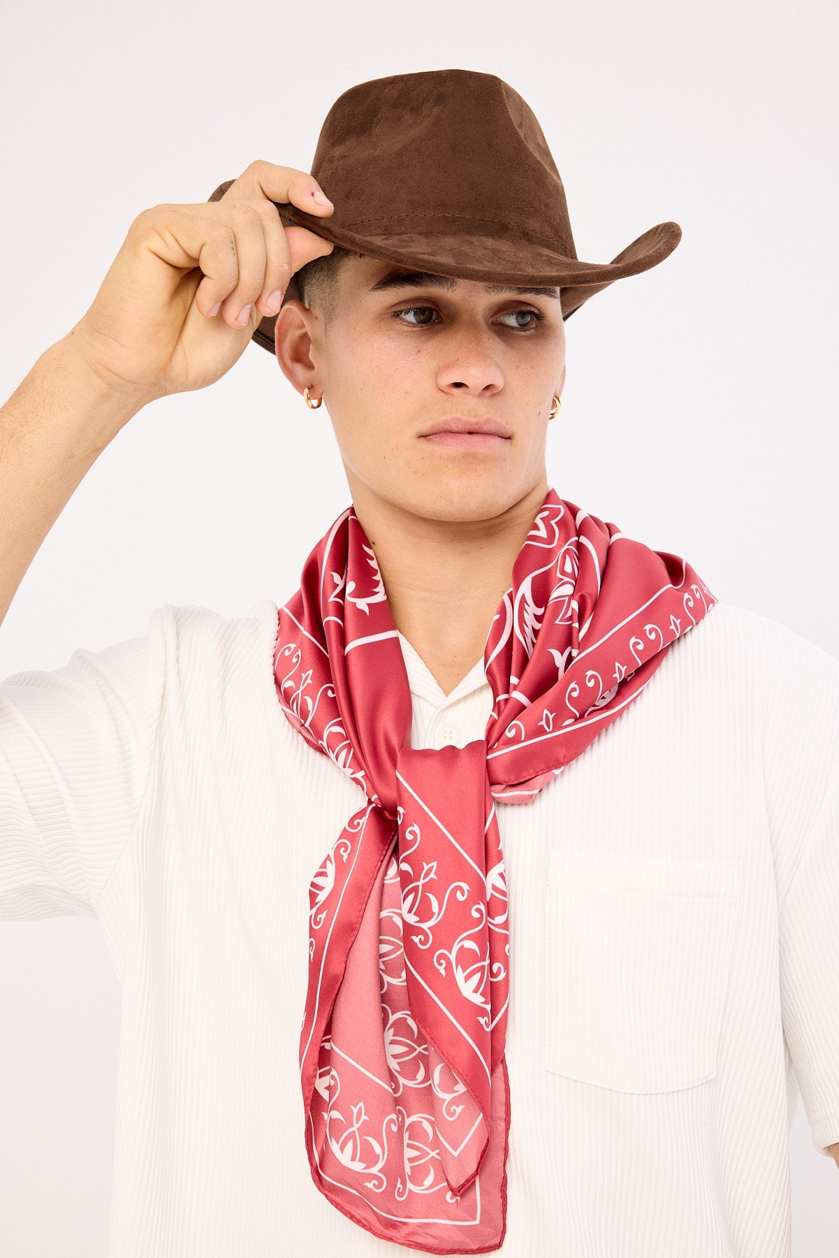 Common Need Faux Suede Cowboy Hat Brown