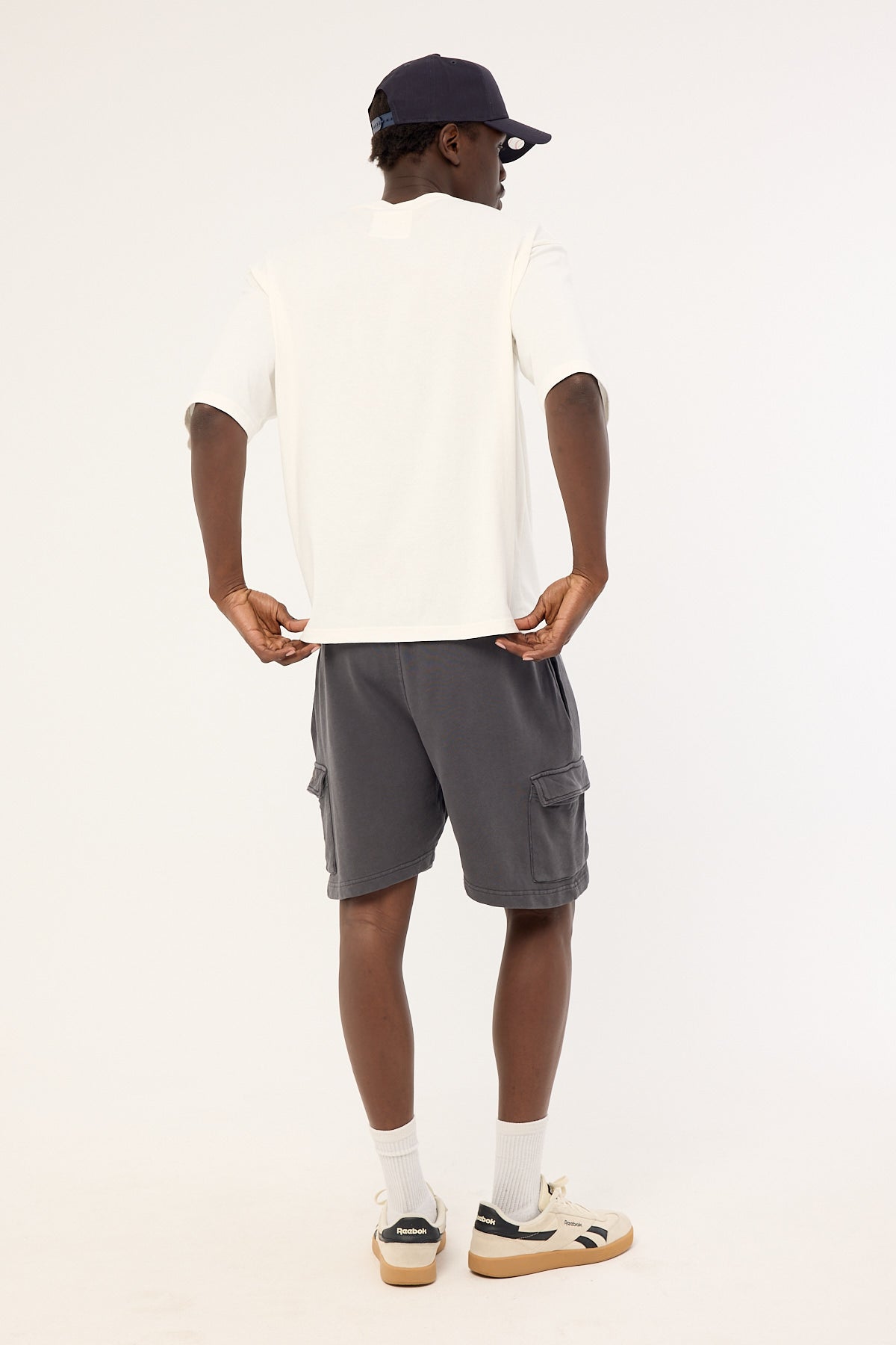 Common Need Relaxed Loopback Cargo Short Washed Black