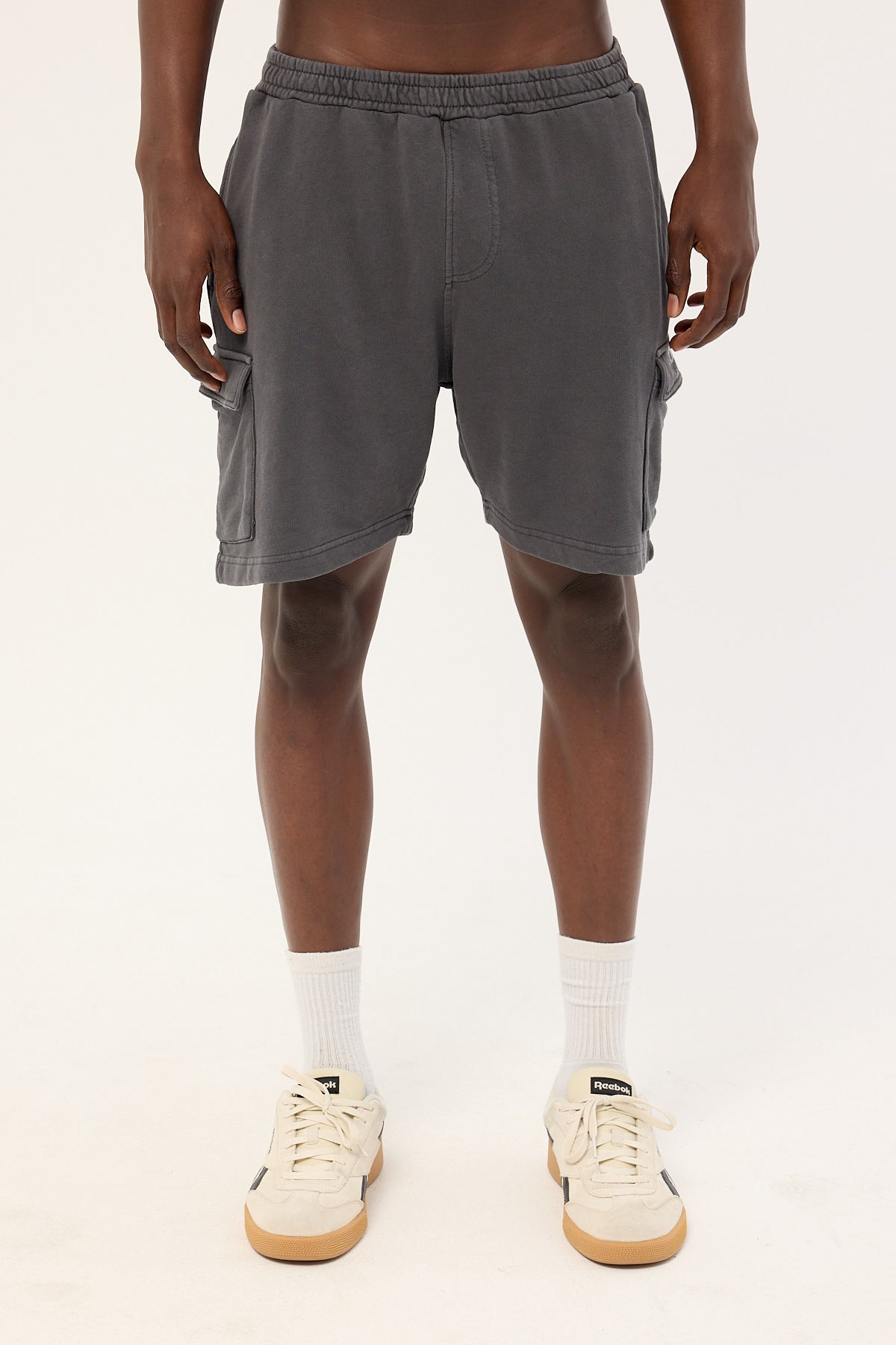 Common Need Relaxed Loopback Cargo Short Washed Black
