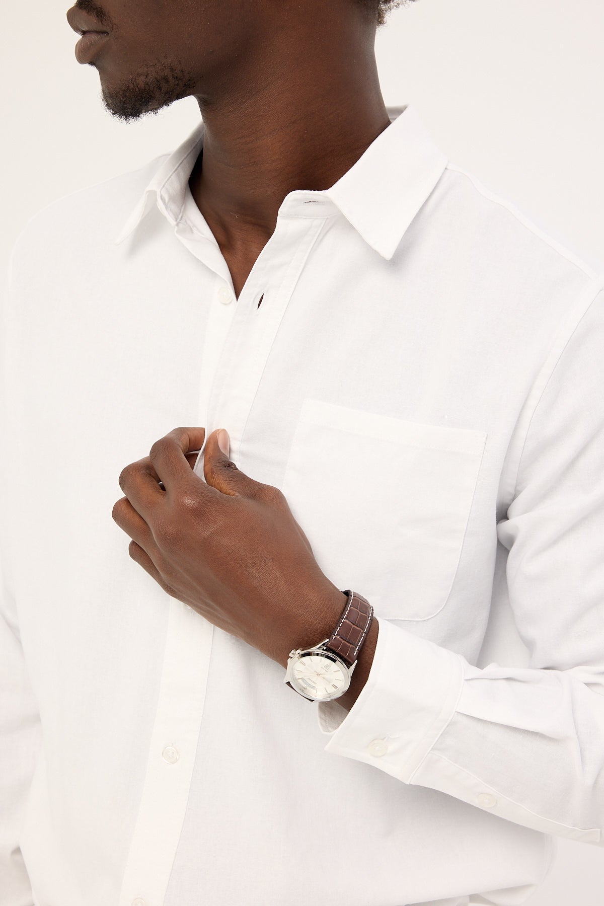 Common Need Classic Linen Long Sleeve Shirt White