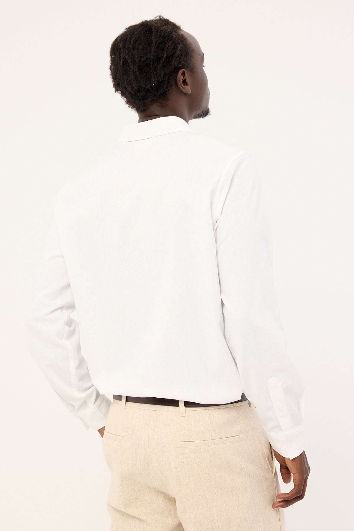 Common Need Classic Linen Long Sleeve Shirt White