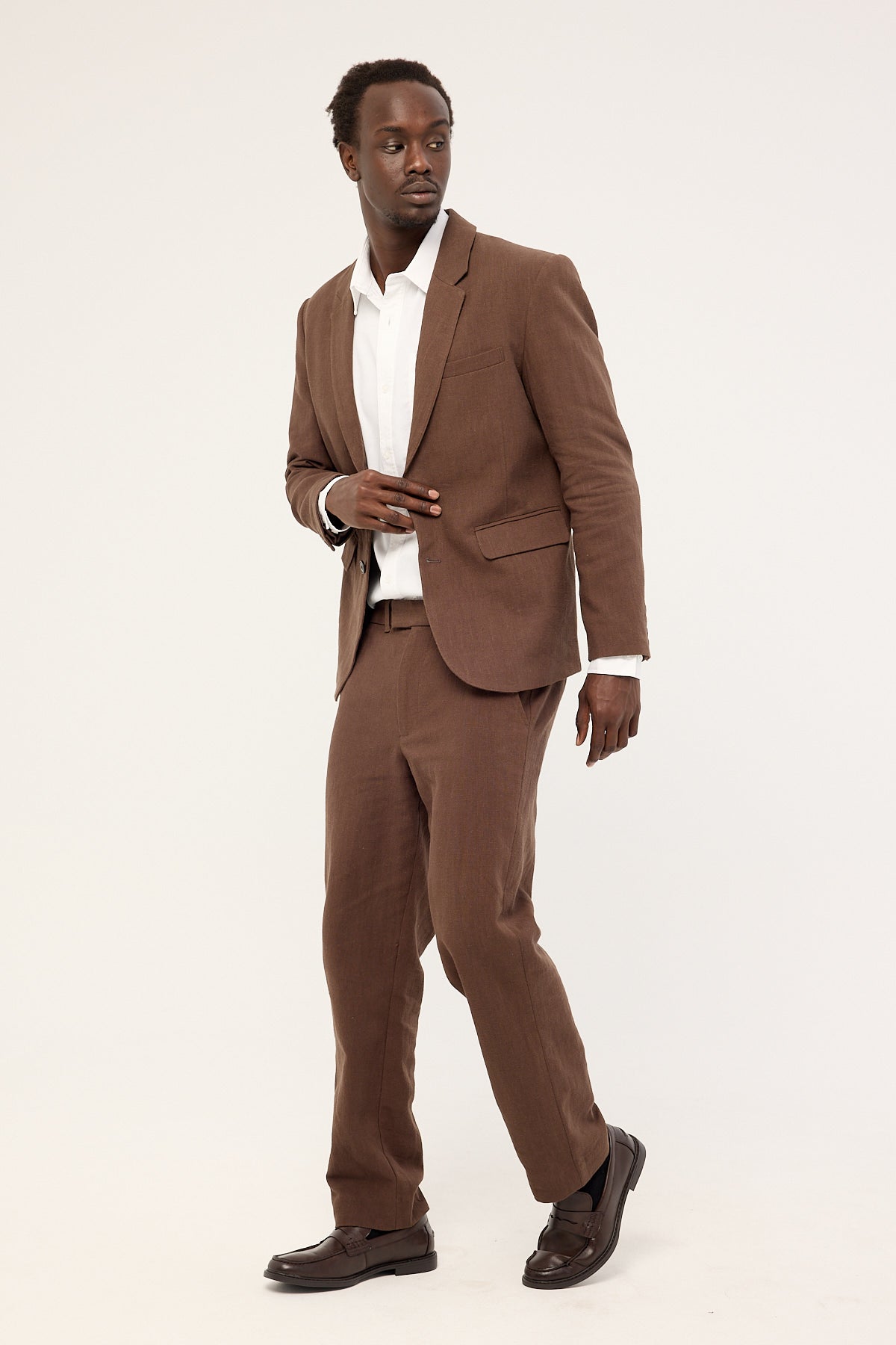 Common Need Oliver Classic Linen Tailored Trouser Brown