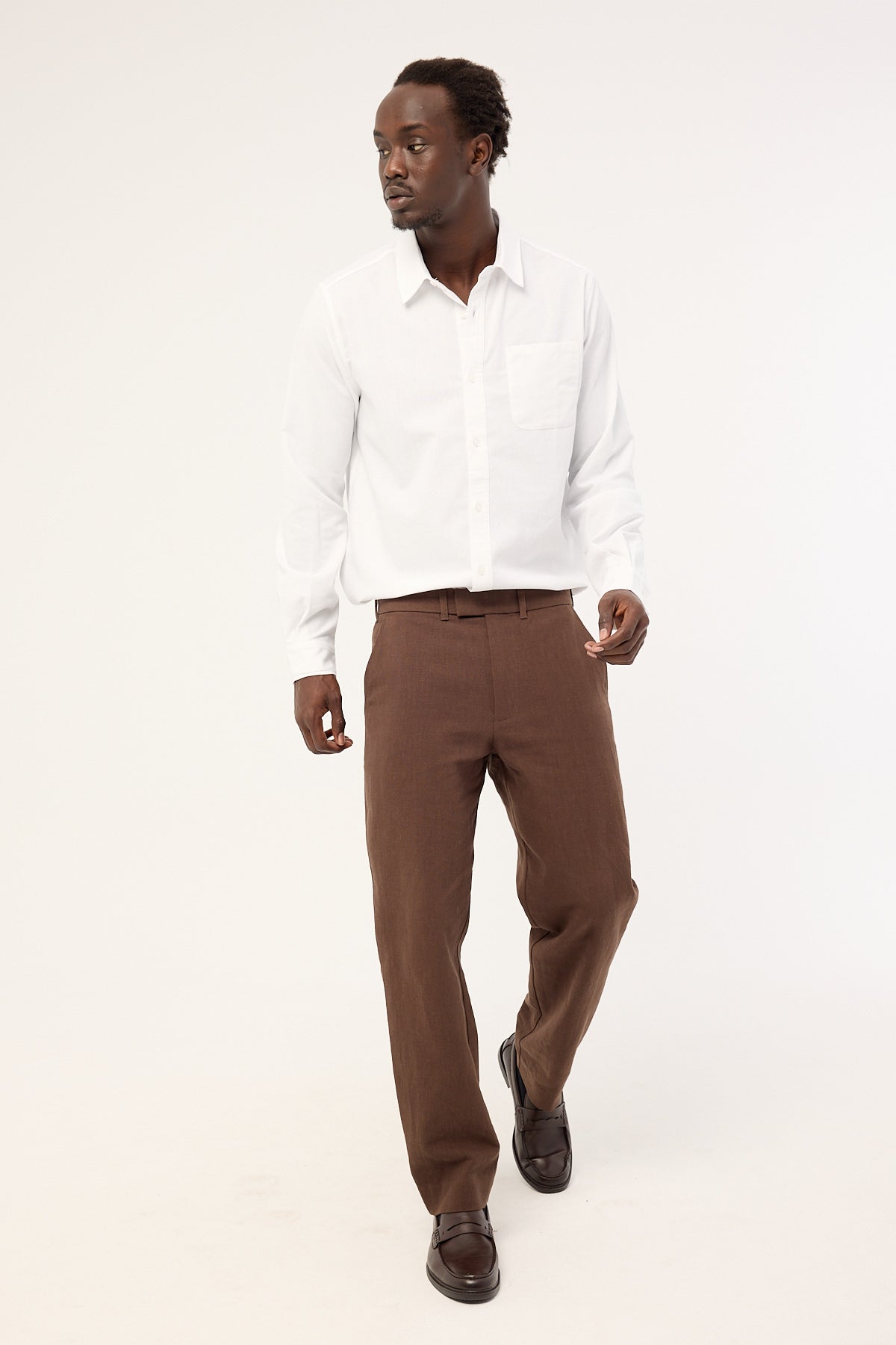 Common Need Oliver Classic Linen Tailored Trouser Brown