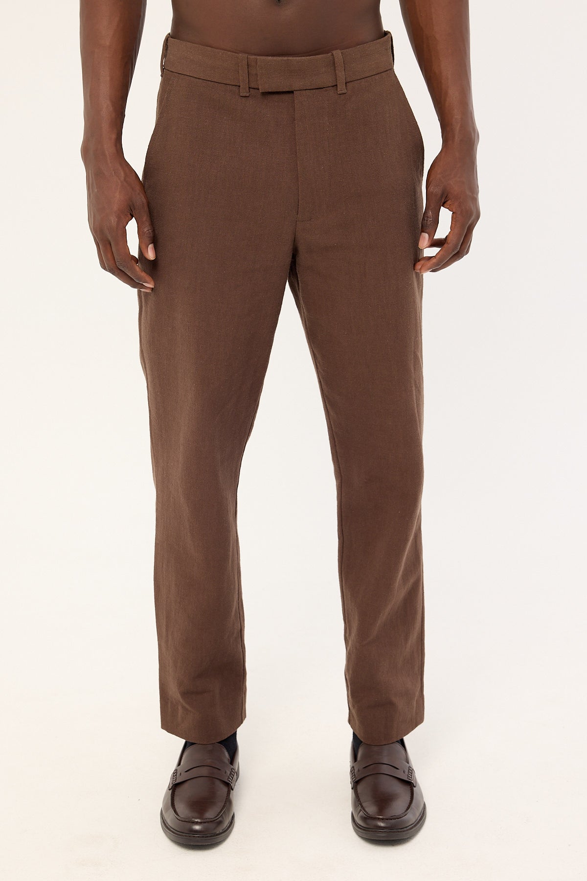 Common Need Oliver Classic Linen Tailored Trouser Brown