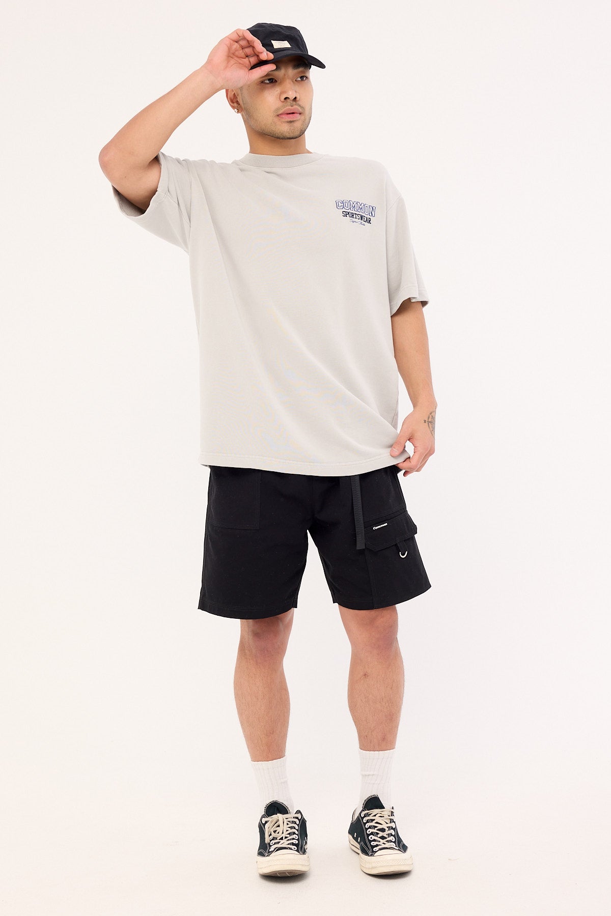 Common Need Tackle Loopback Boxy Tee Washed Ice Grey