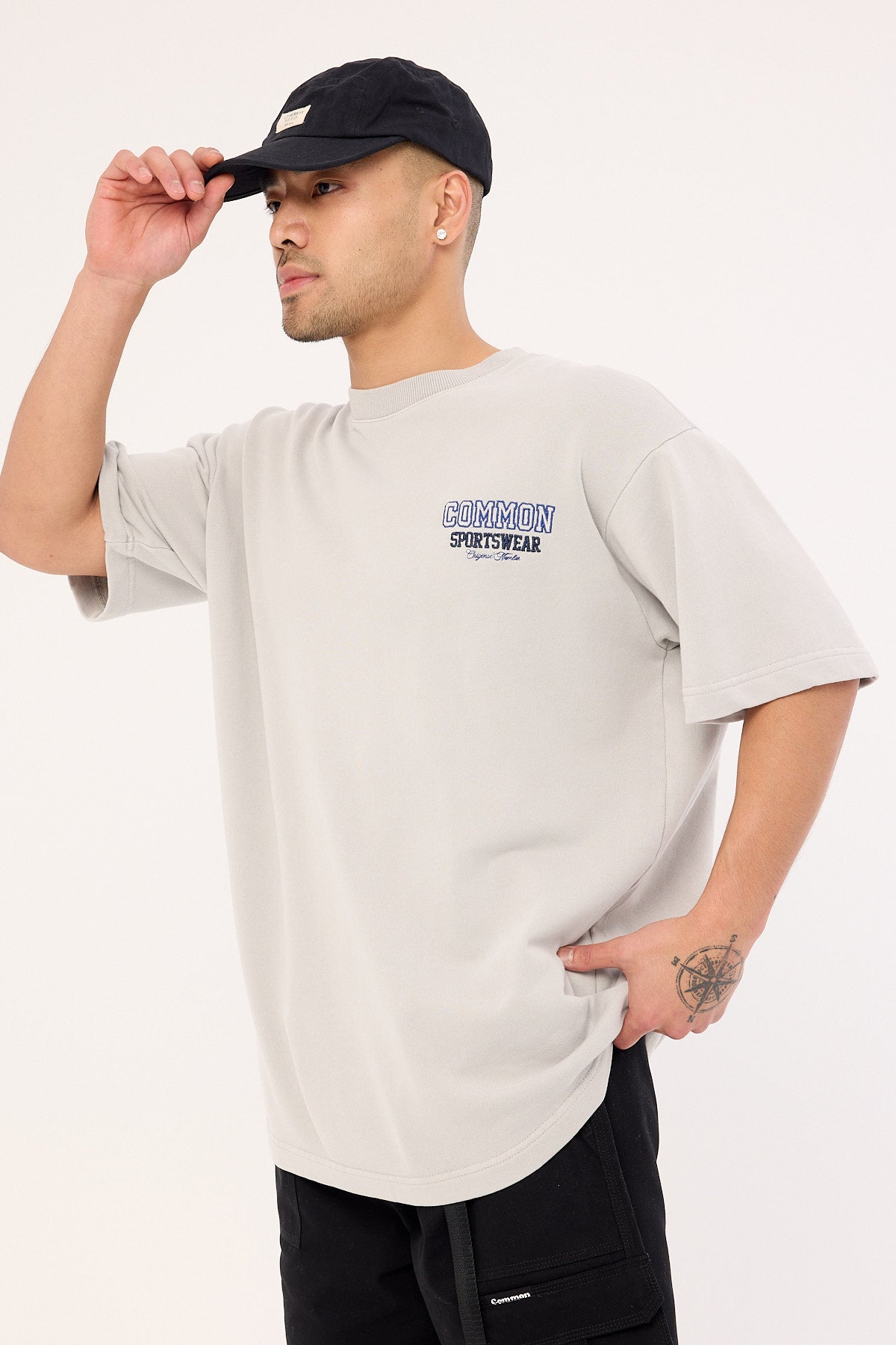 Common Need Tackle Loopback Boxy Tee Washed Ice Grey