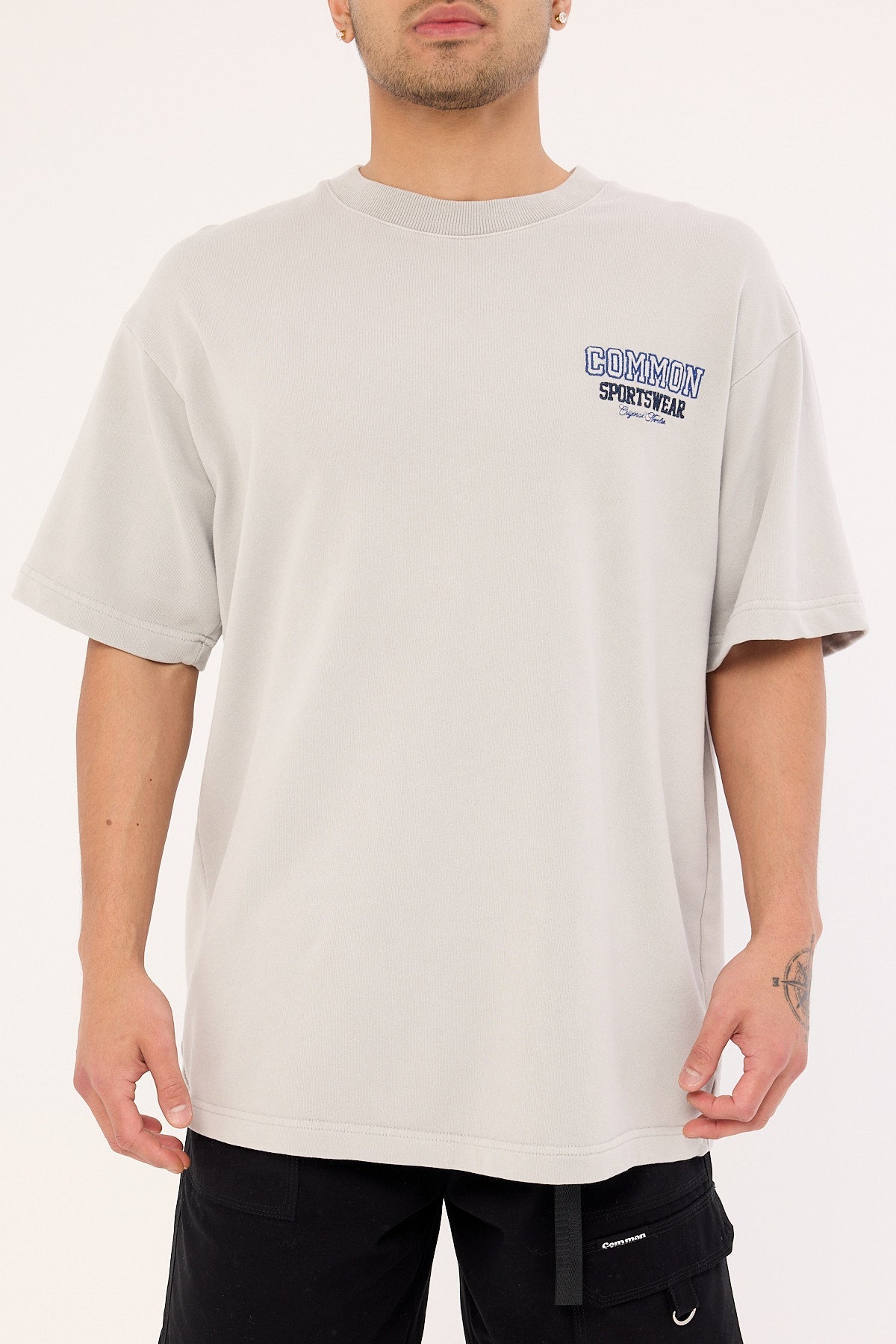 Common Need Tackle Loopback Boxy Tee Washed Ice Grey