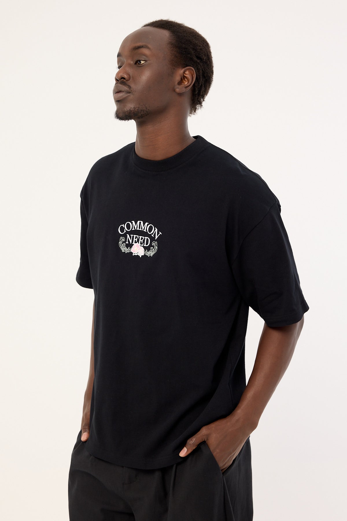 Common Need Floralia Heavyweight Easy Tee Black