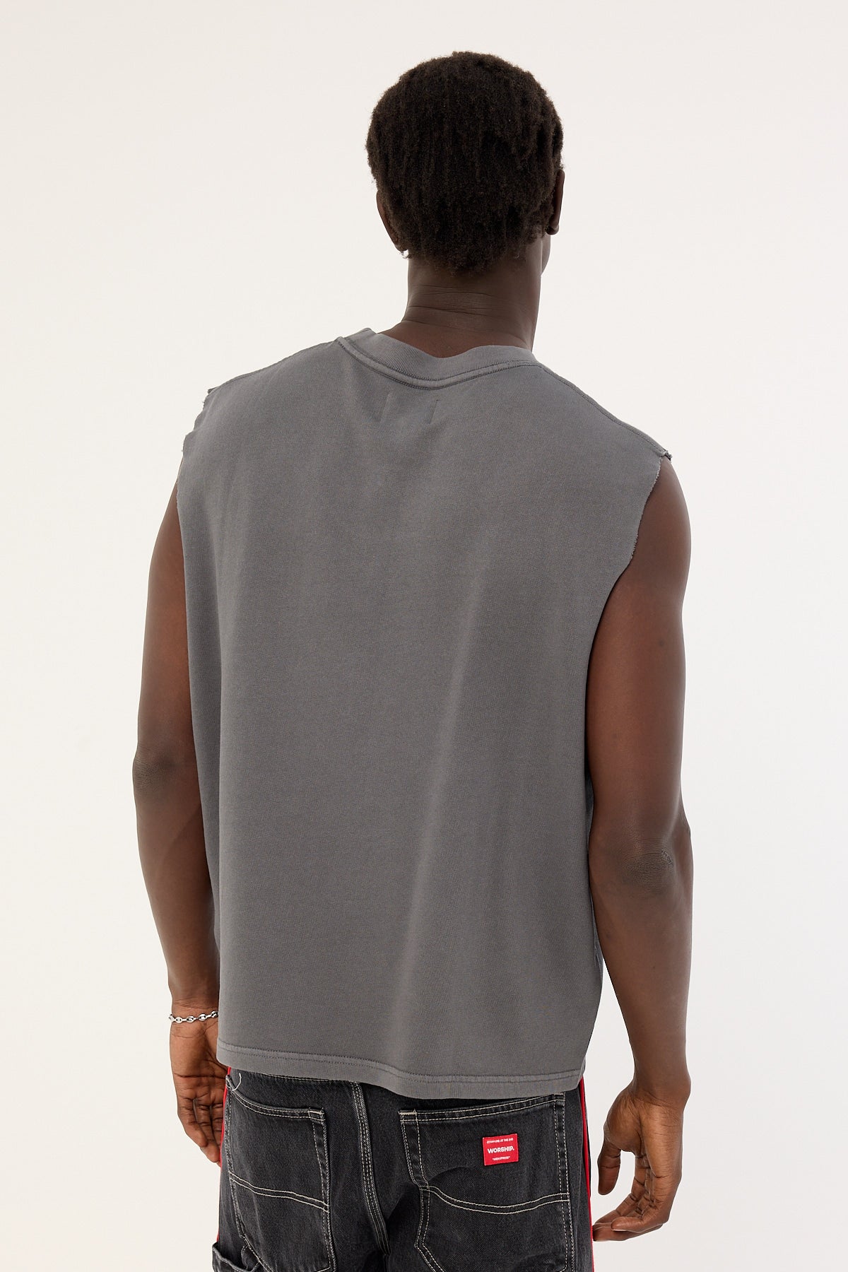 Common Need Declan Cropped Loopback Muscle Tank Washed Black