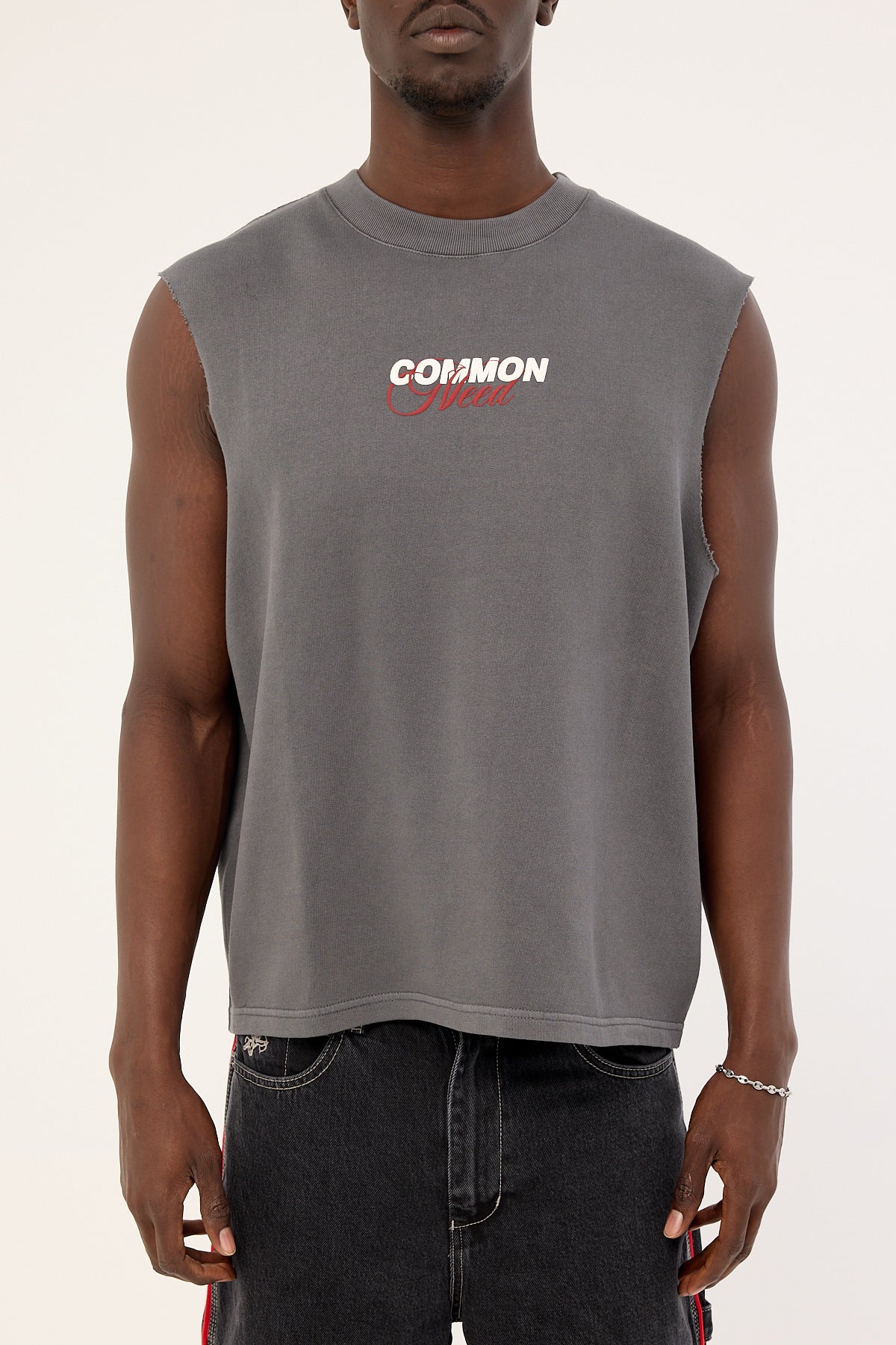 Common Need Declan Cropped Loopback Muscle Tank Washed Black
