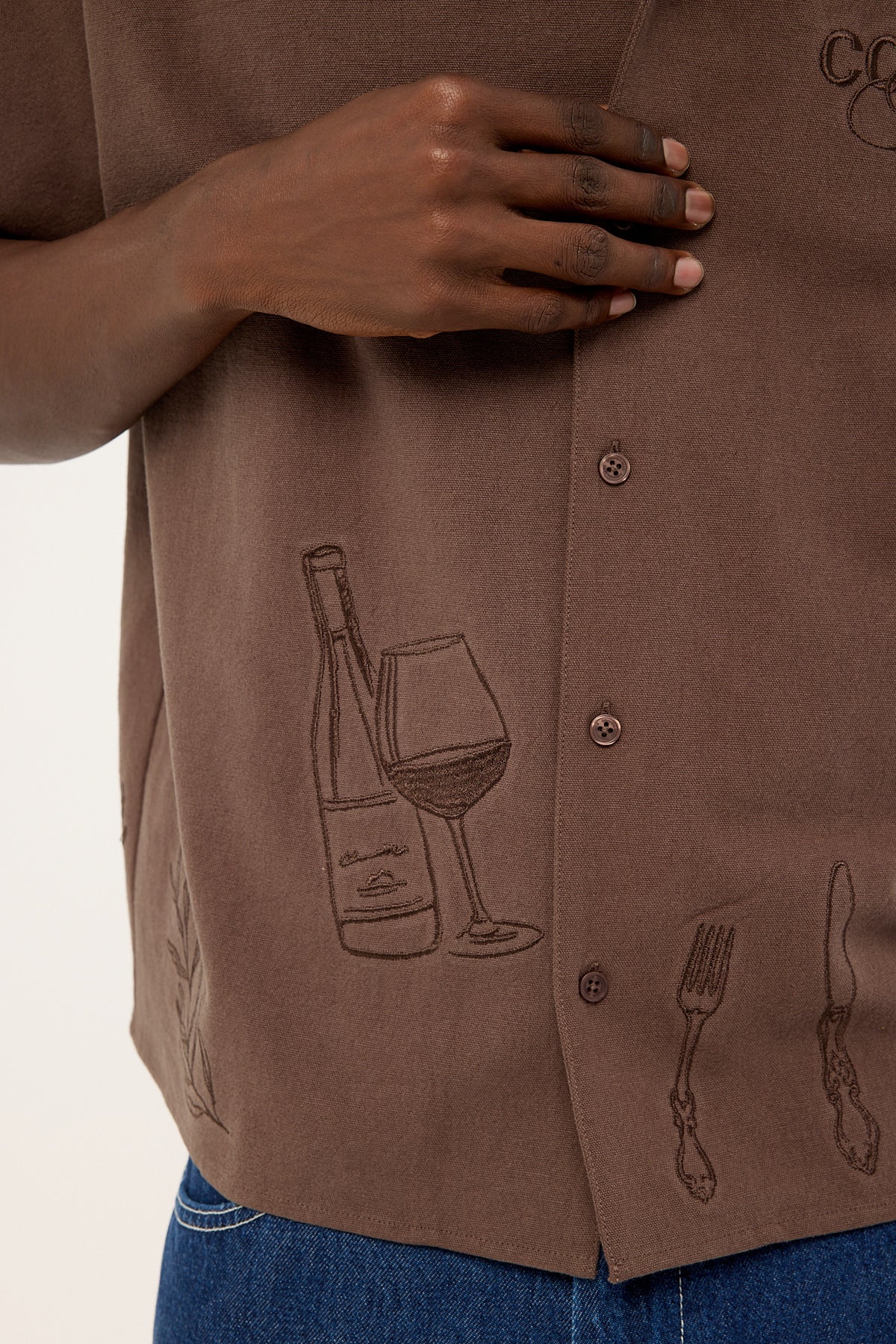 Common Need Alfresco Boxy Cropped Resort Shirt Brown