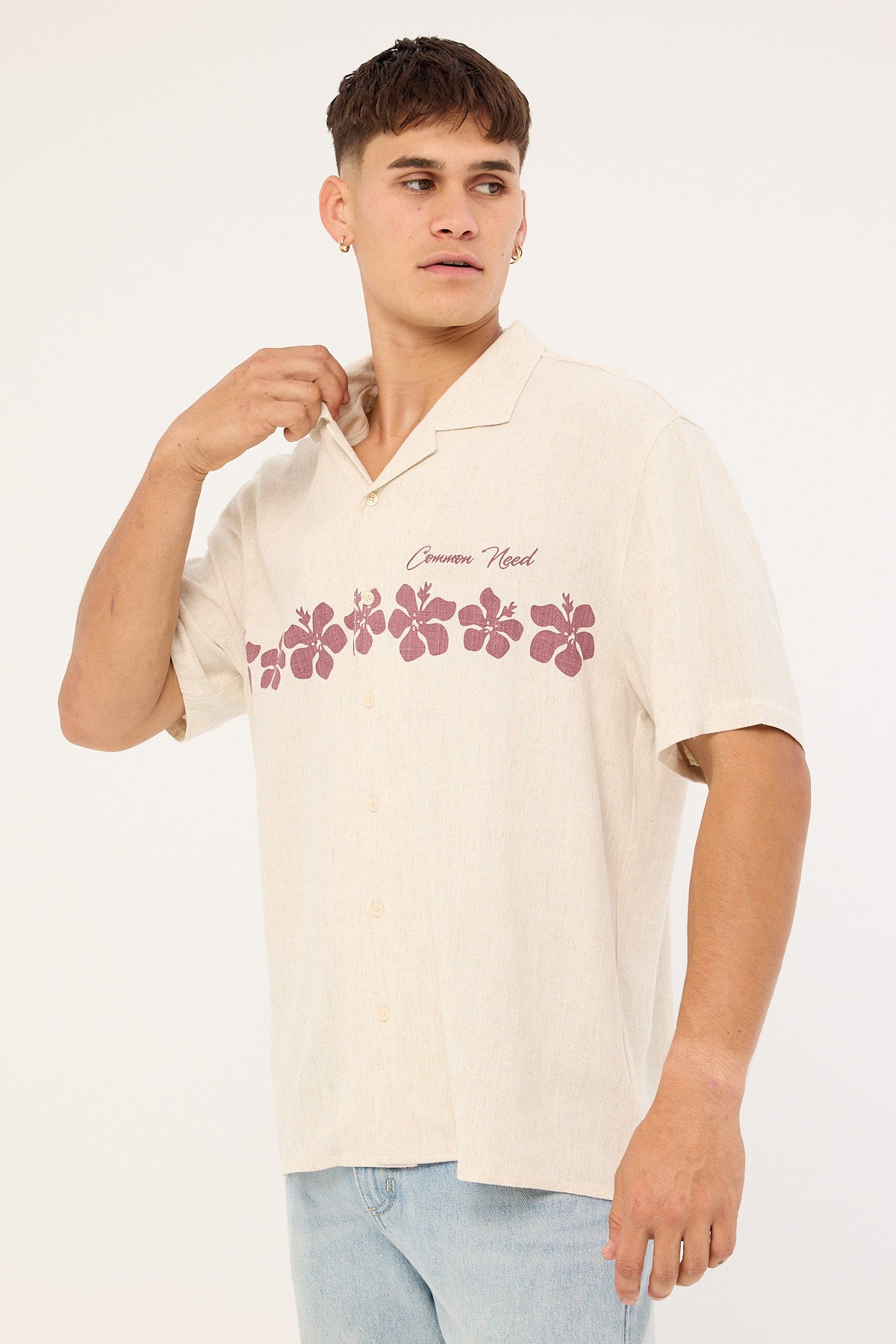 Common Need Aloha Linen Resort Shirt Natural