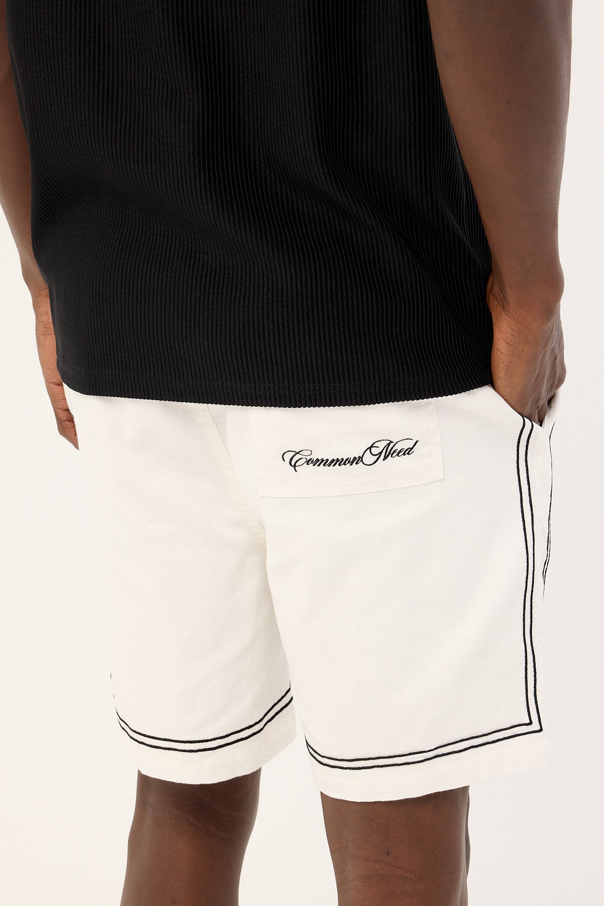 Common Need Token Elastic Waist Short White