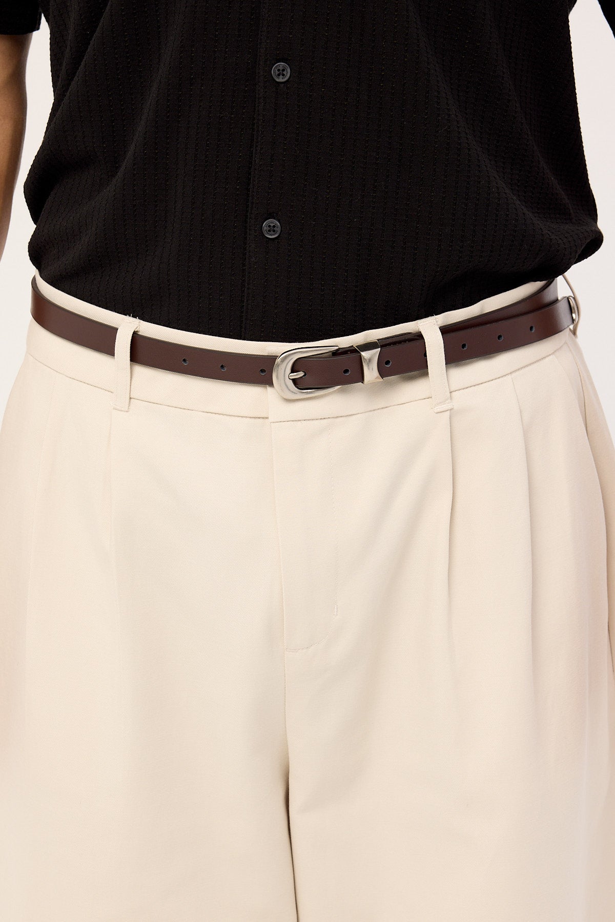 Common Need Slim Western Leather Belt Brown