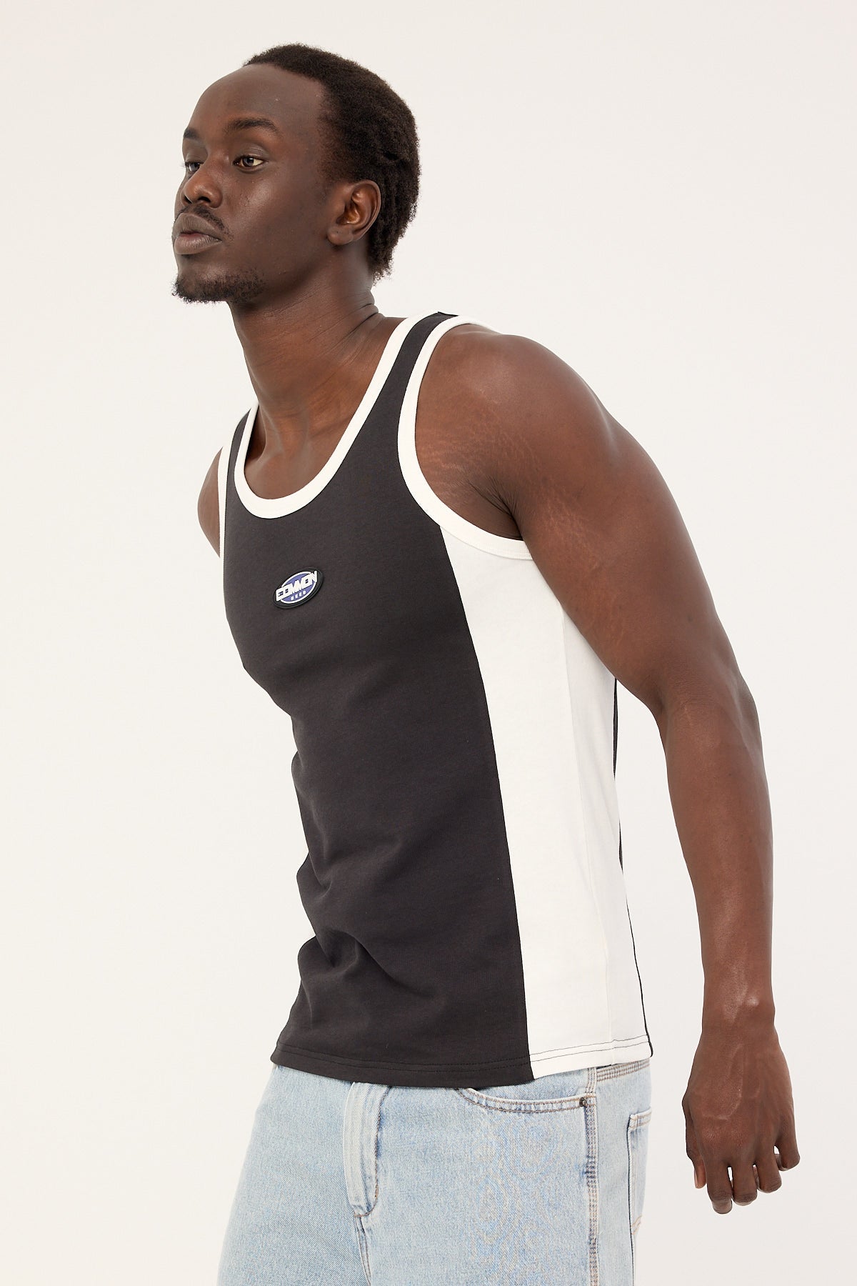 Common Need Oval Panel Singlet Washed Black