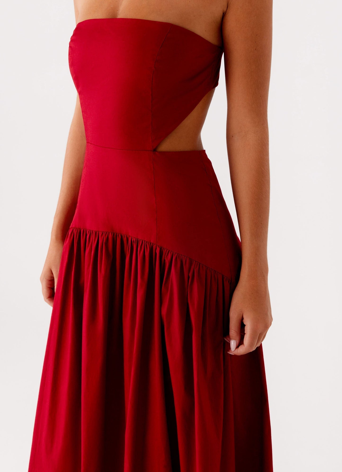 Trägerloses Maxikleid mit gerafftem Rockteil - Fiorora Fiorora