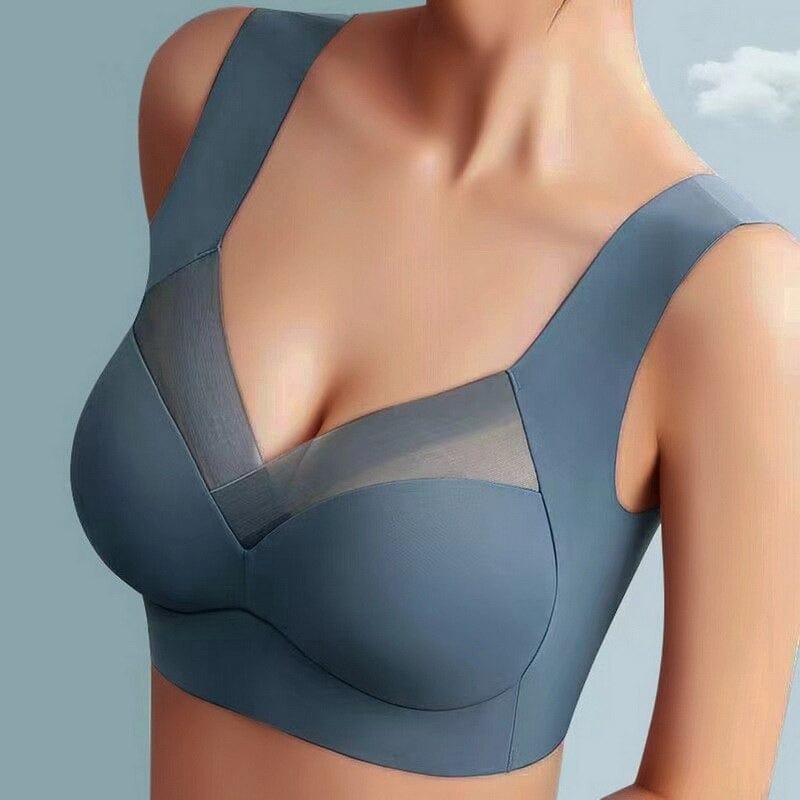 Women's non-wired bra with wide straps and transparent inserts