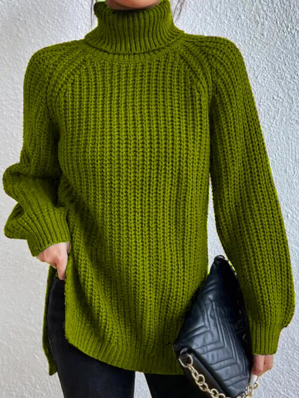 Knitted turtleneck sweater with textured pattern