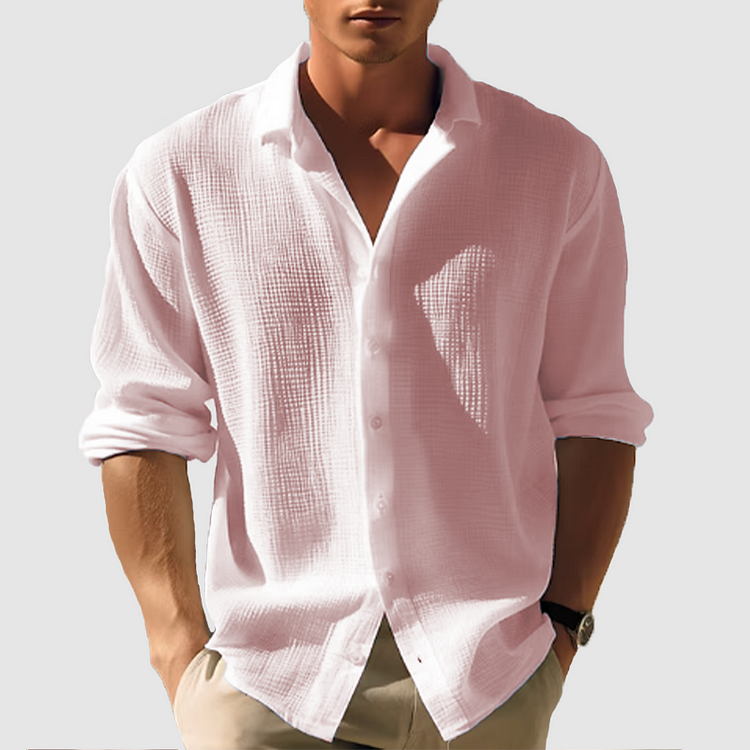 Men's button-down shirt made of textured material