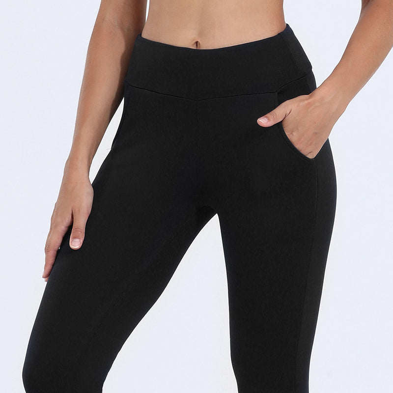 Fleece-lined leggings with wide waistband and stretch fabric