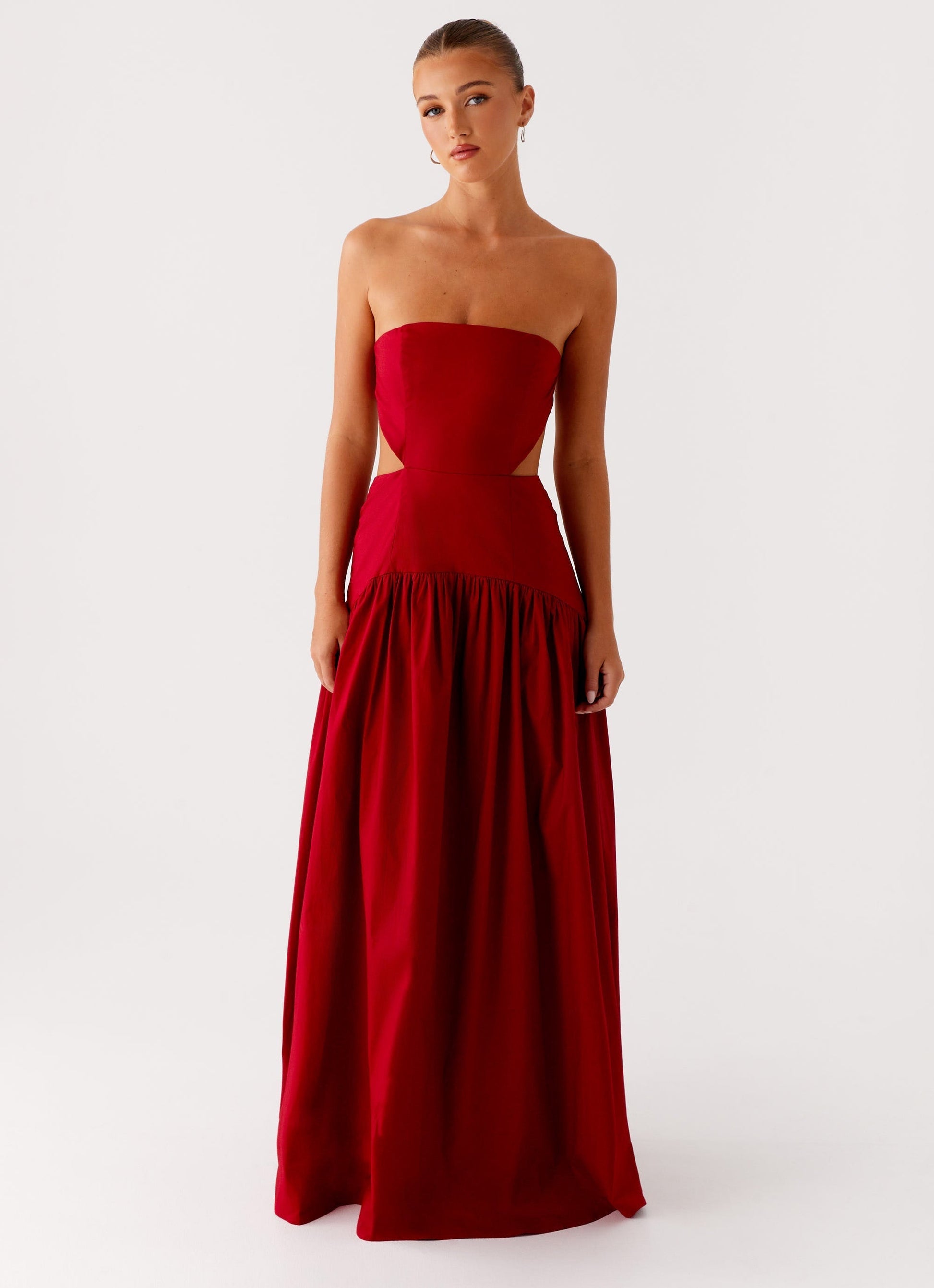 Trägerloses Maxikleid mit gerafftem Rockteil - Fiorora Fiorora