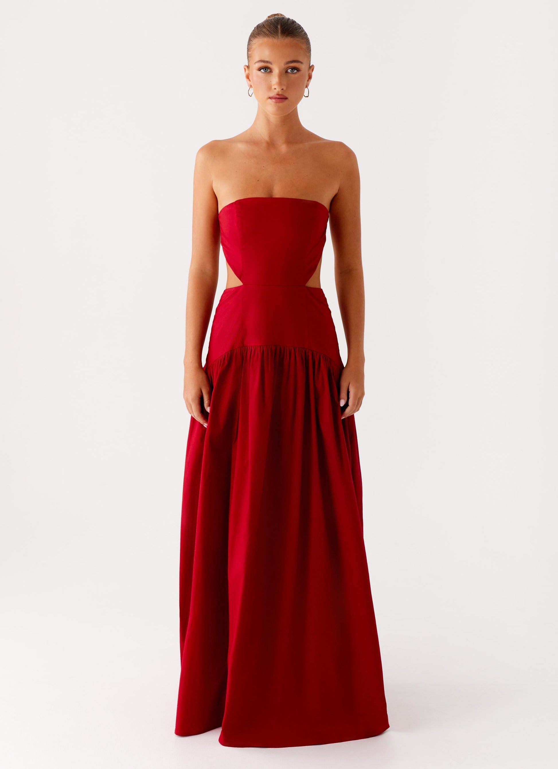 Trägerloses Maxikleid mit gerafftem Rockteil - Fiorora Fiorora