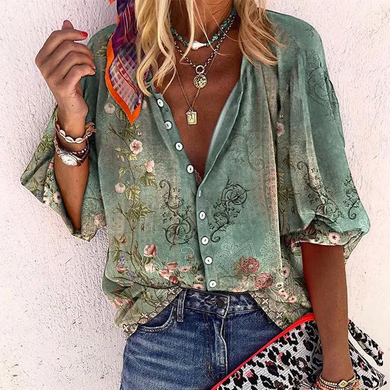 Loose blouse for women with patterned design