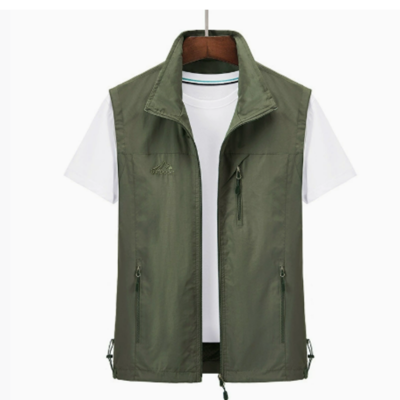 Men's sleeveless vest with zipper and outside pockets