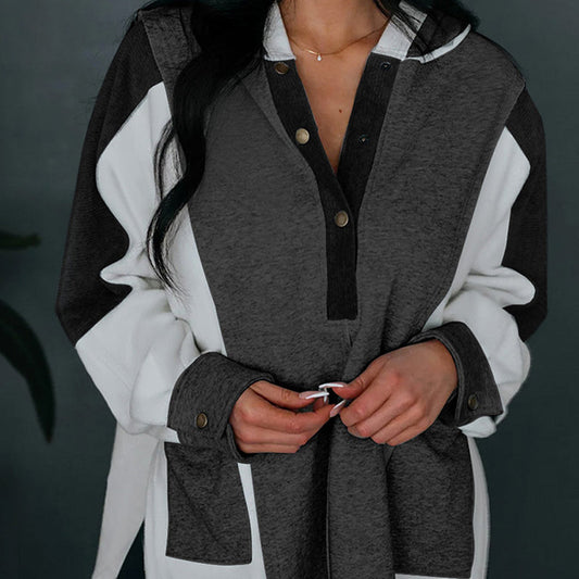 Locker geschnittene Bluse mit Knopfleiste und Kragen Fashion Bullet