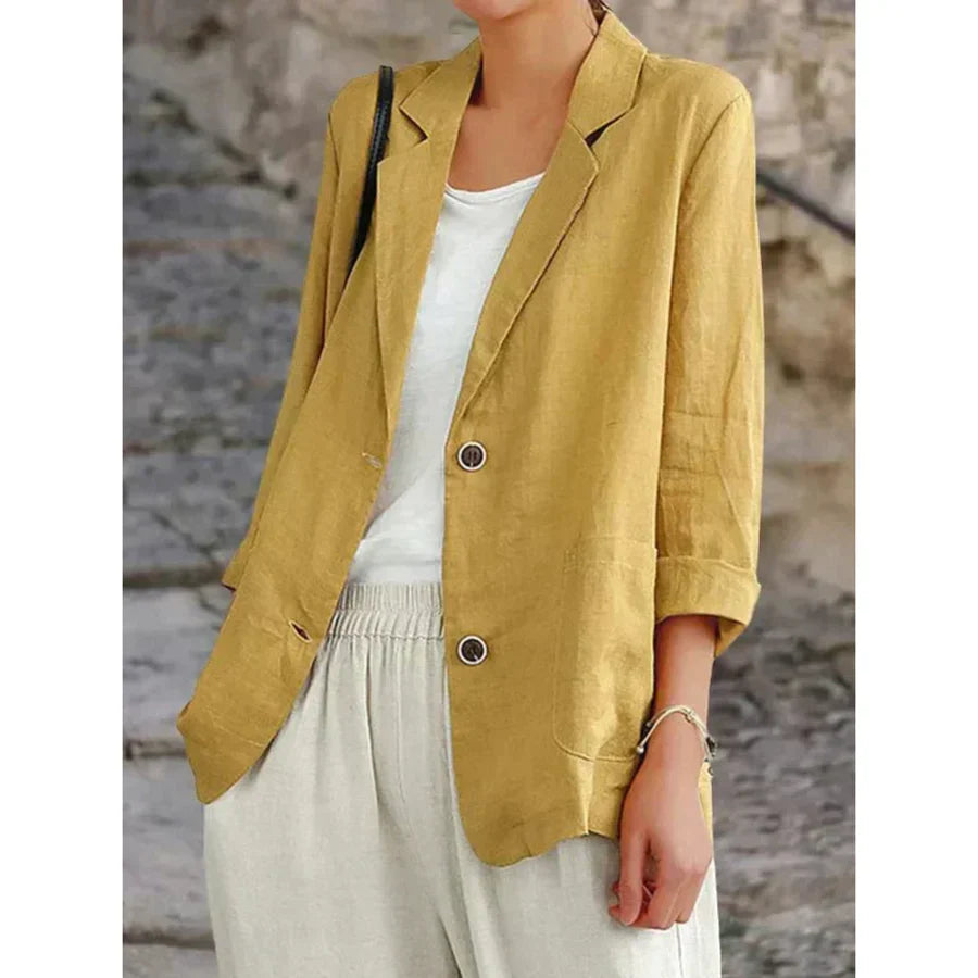 Blazer with structured fabric and rolled sleeves