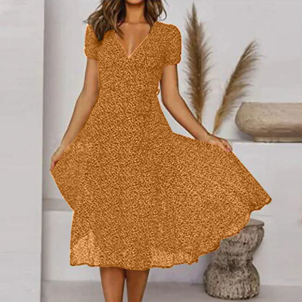 Elegant maxi dress for women with V-neck