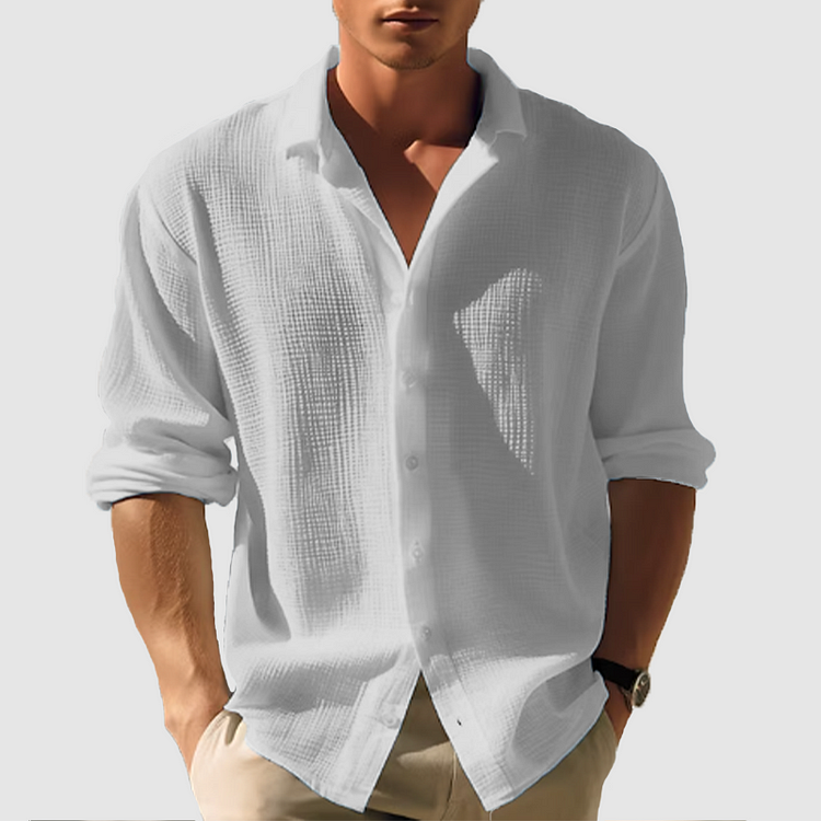 Men's button-down shirt made of textured material