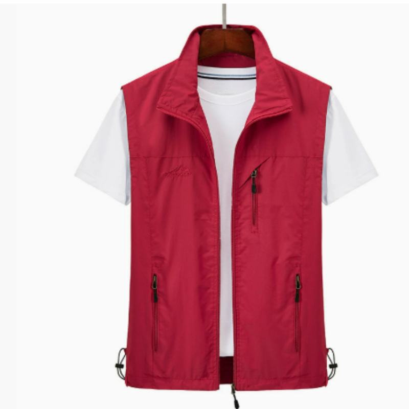 Men's sleeveless vest with zipper and outside pockets