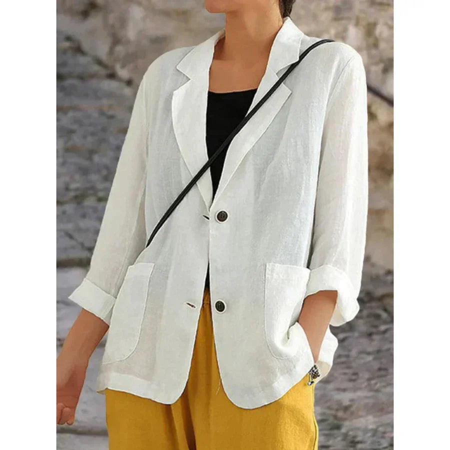 Blazer with structured fabric and rolled sleeves