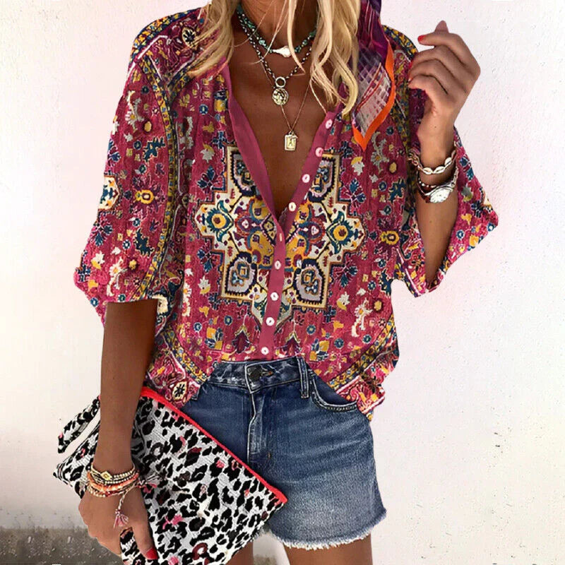 Loose blouse for women with patterned design
