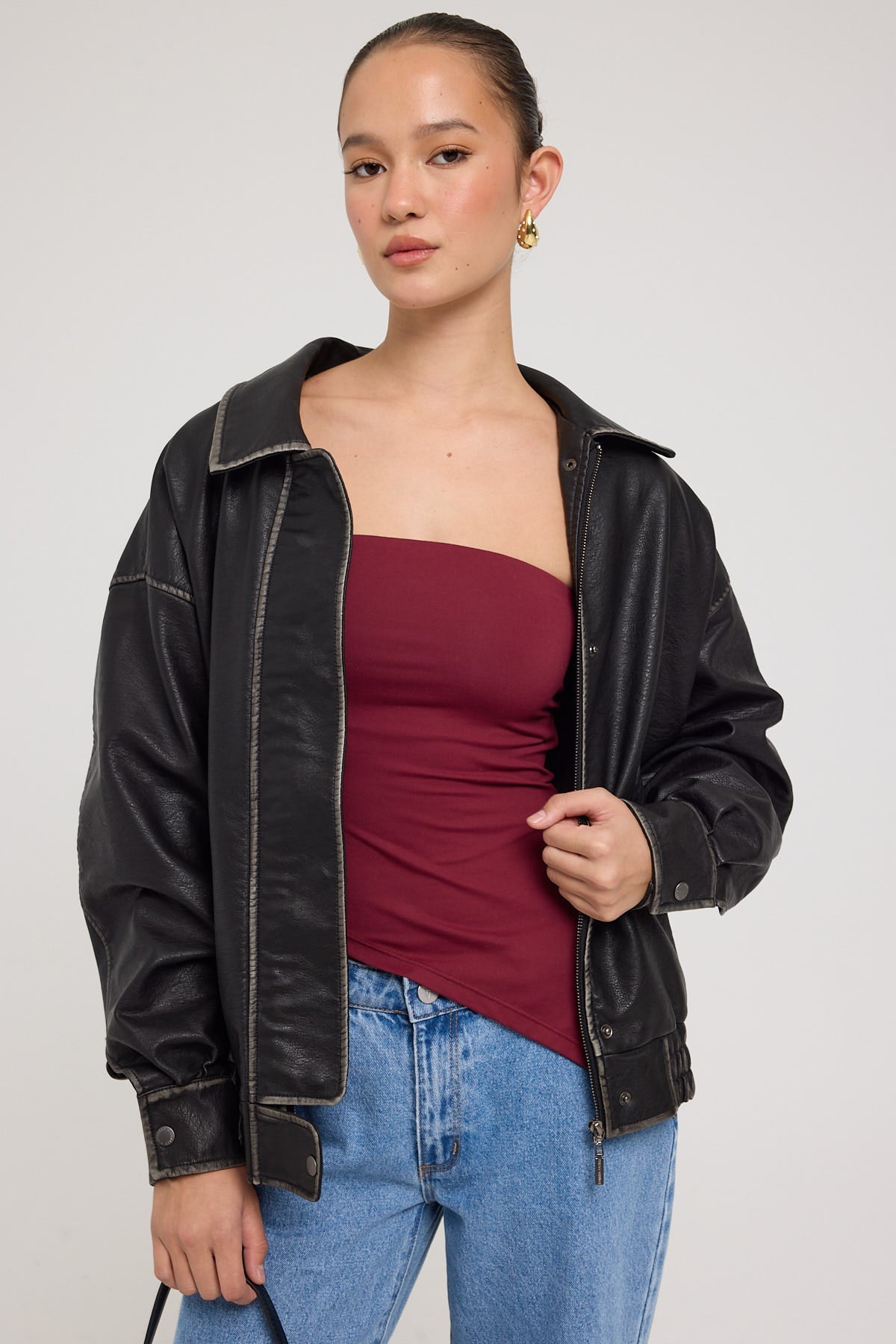 L&t Strapless Asymmetrical Top Burgundy