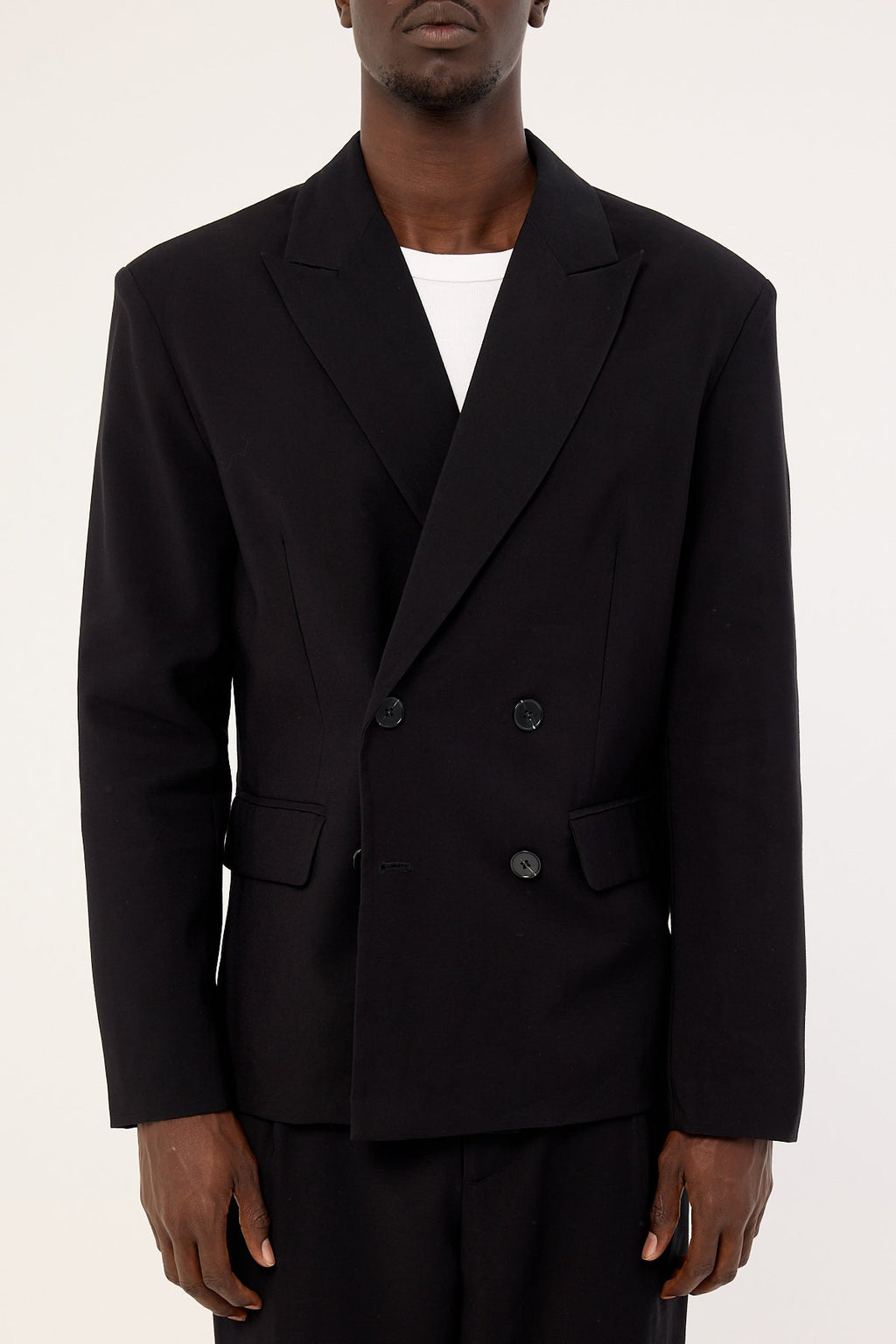 Common Need Leo Double Breasted Relaxed Blazer Black