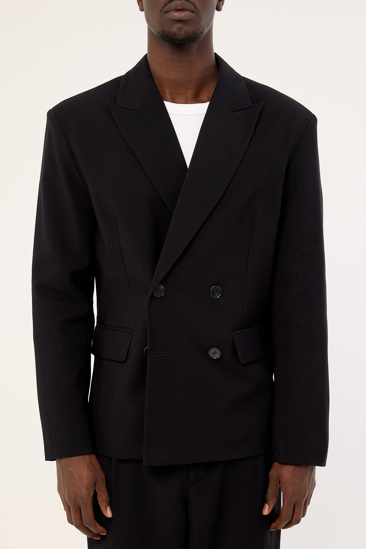 Common Need Leo Double Breasted Relaxed Blazer Black
