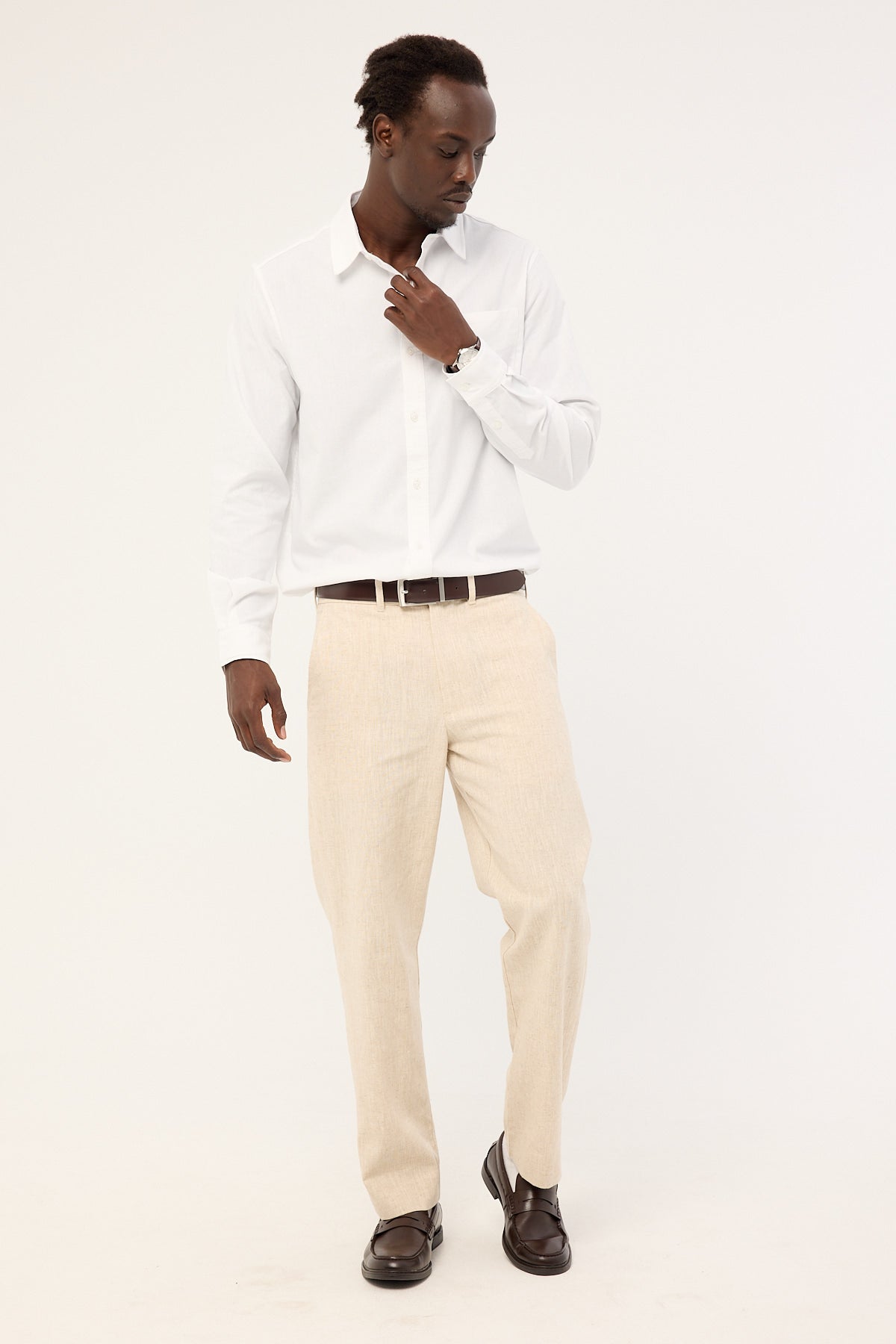 Common Need Oliver Classic Linen Tailored Trouser Natural