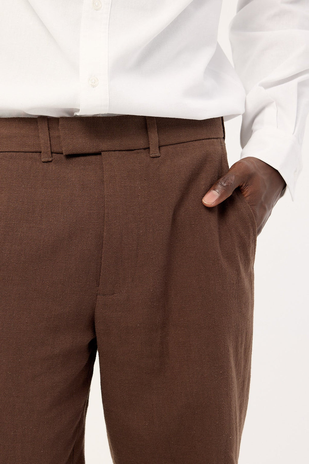 Common Need Oliver Classic Linen Tailored Trouser Brown
