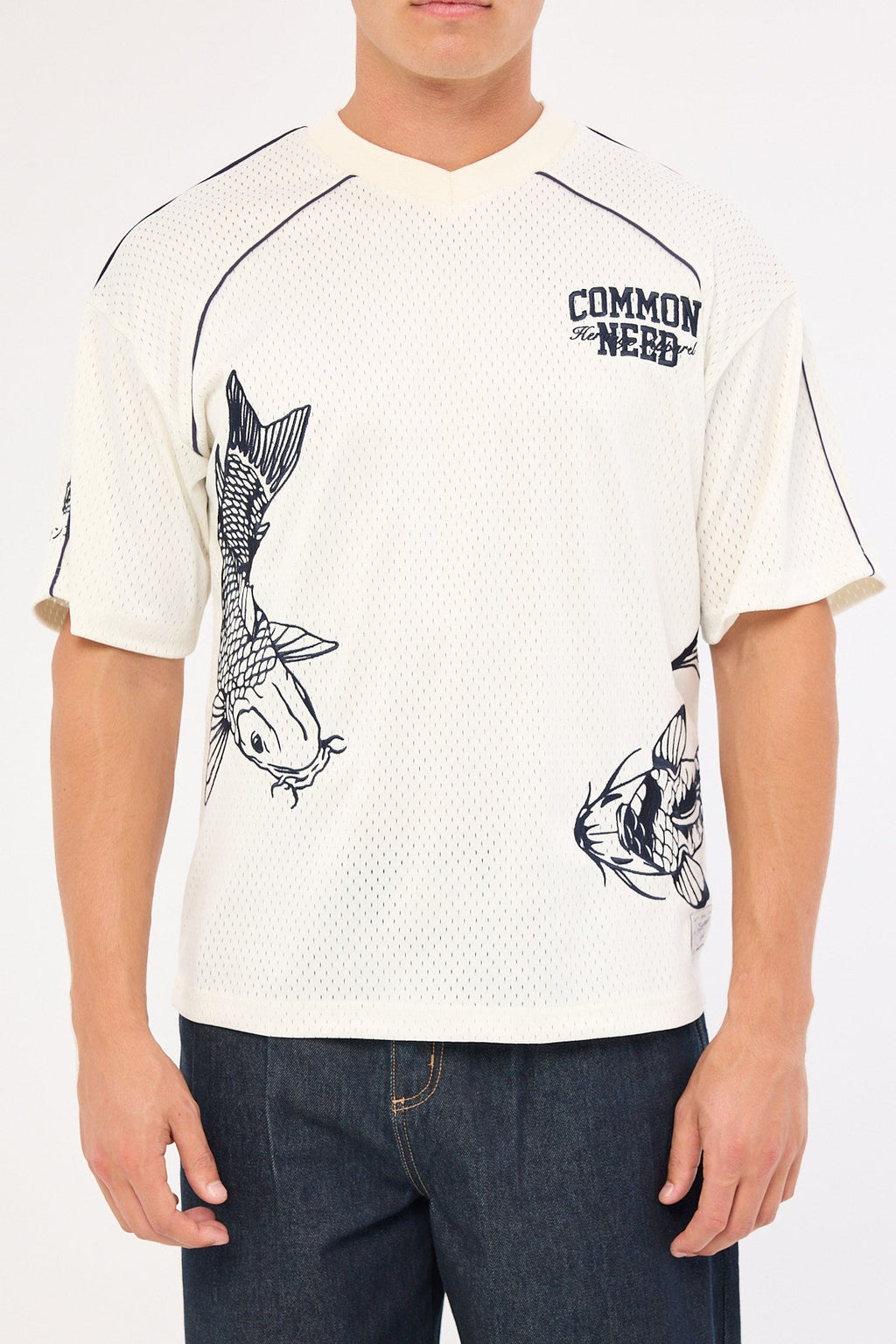 Common Need Koi Fish V-Neck Jersey Off White