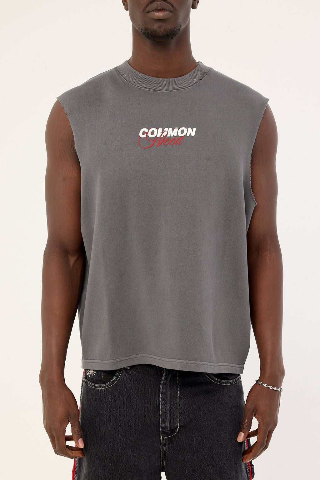 Common Need Declan Cropped Loopback Muscle Tank Washed Black