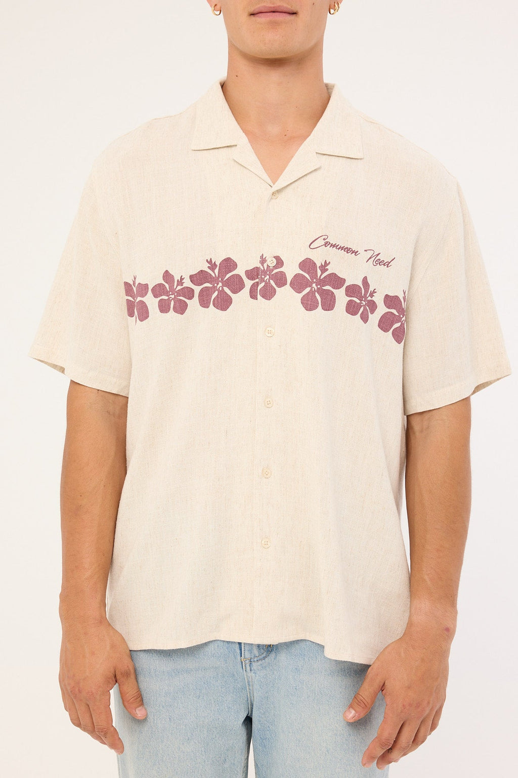 Common Need Aloha Linen Resort Shirt Natural