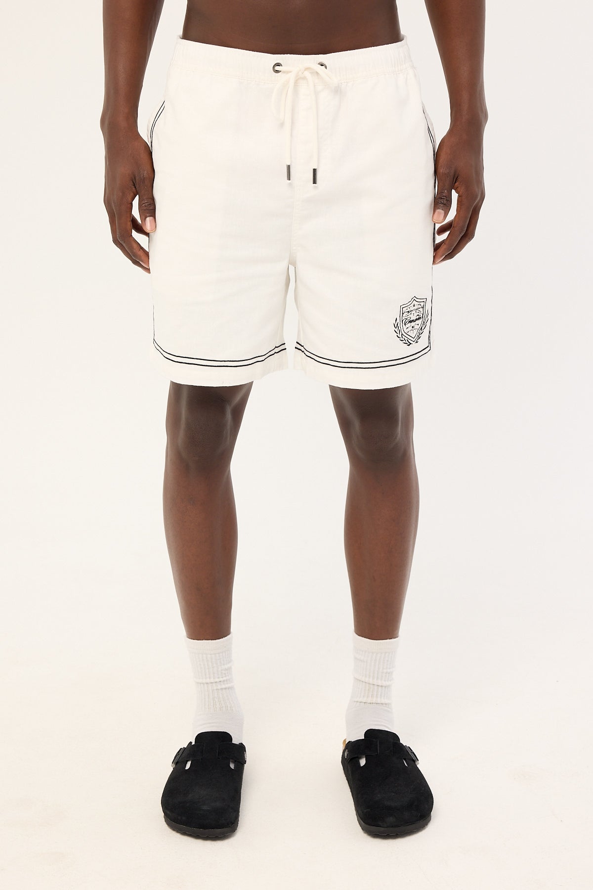 Common Need Token Elastic Waist Short White
