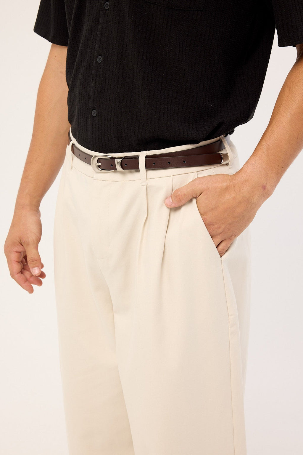 Common Need Slim Western Leather Belt Brown