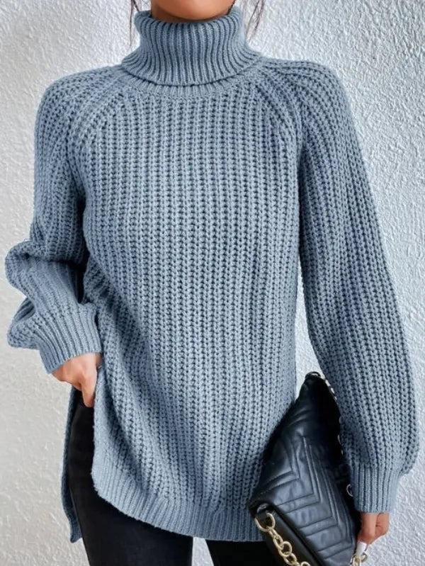 Knitted turtleneck sweater with textured pattern