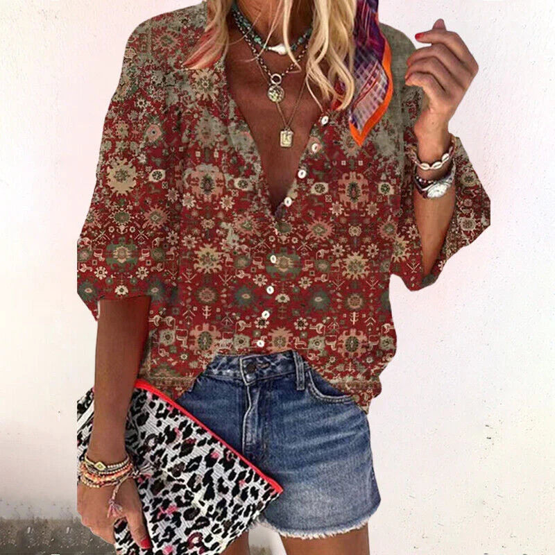 Loose blouse for women with patterned design